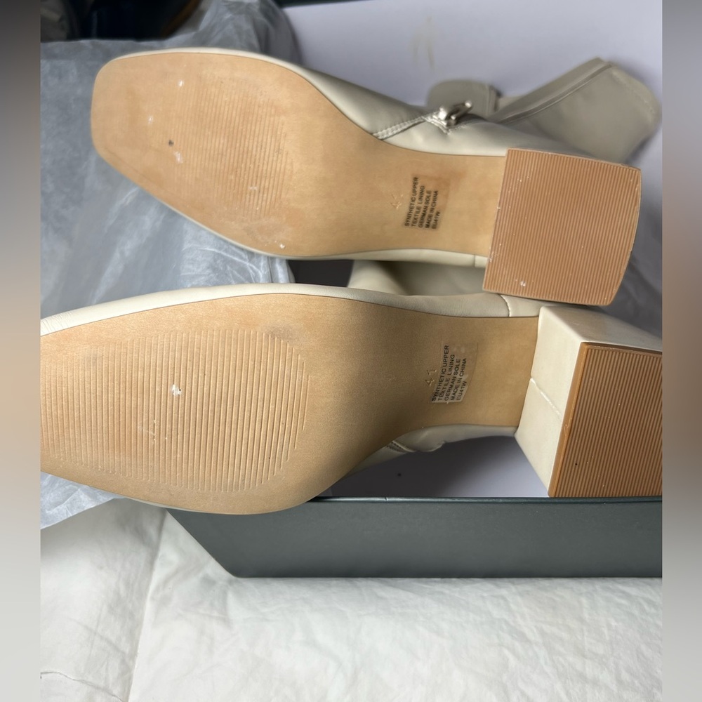 Silent D Carina Ankle Boots Ivory Oatmilk Napa Block Heel size EU 41 / US 10.5 - Picture 9 of 10
